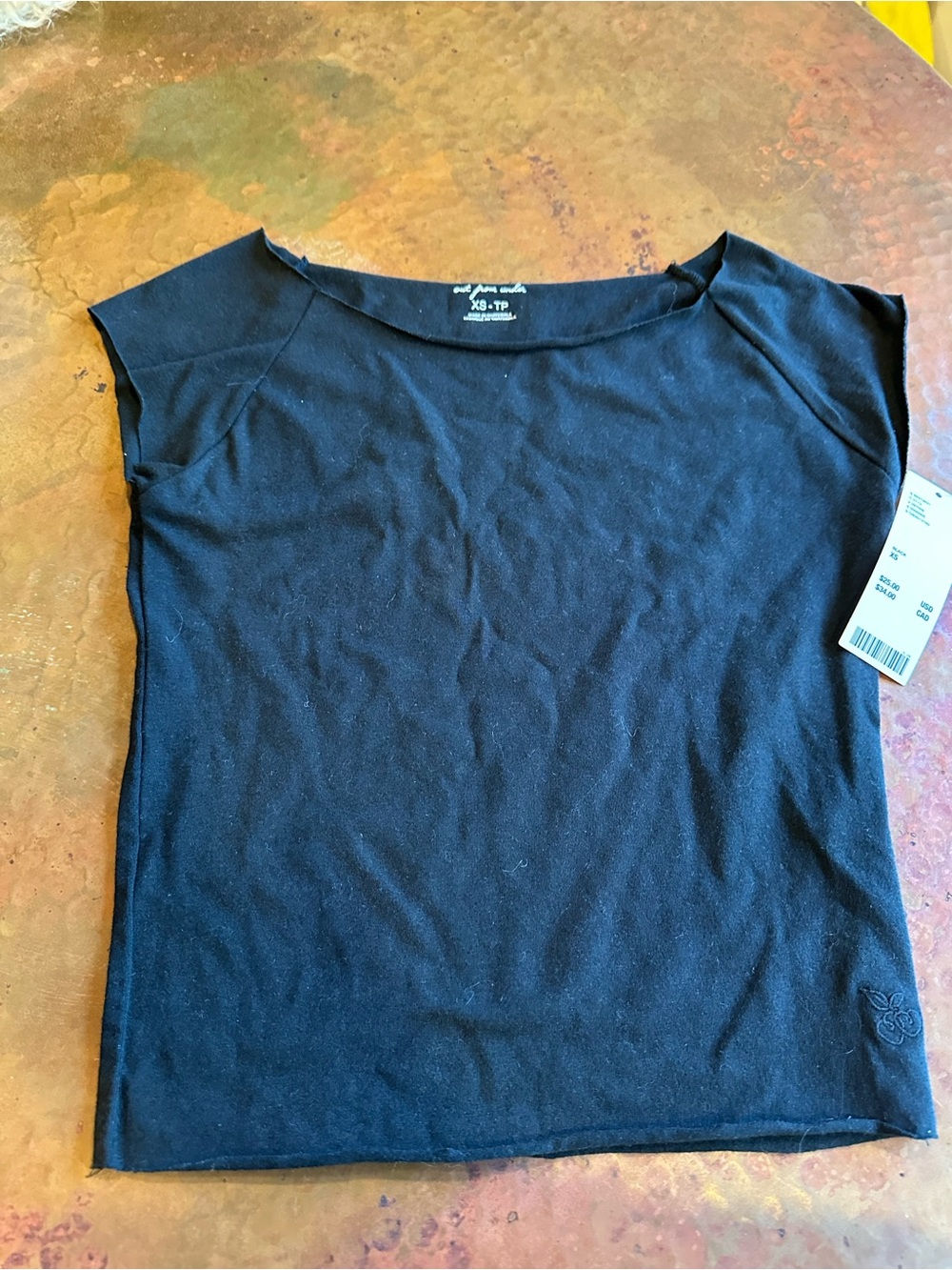 New! Urban Outfitters Black Cap-Sleeve Knit Top